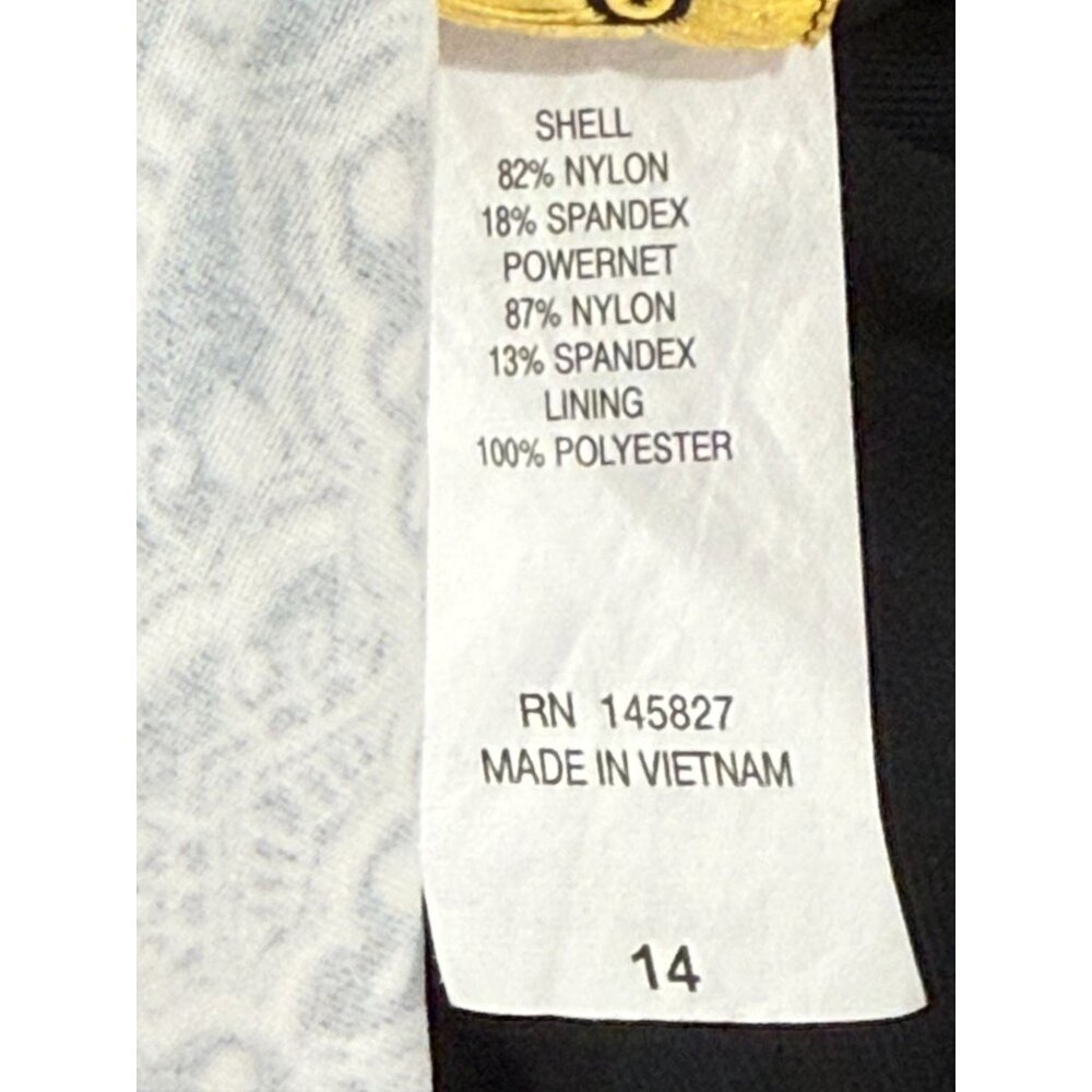 Vintage Robby Len One-Piece Swimsuit Criss Cross Back Black White Print Size 14 - Picture 7 of 10